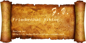 Friedenthal Viktor névjegykártya
